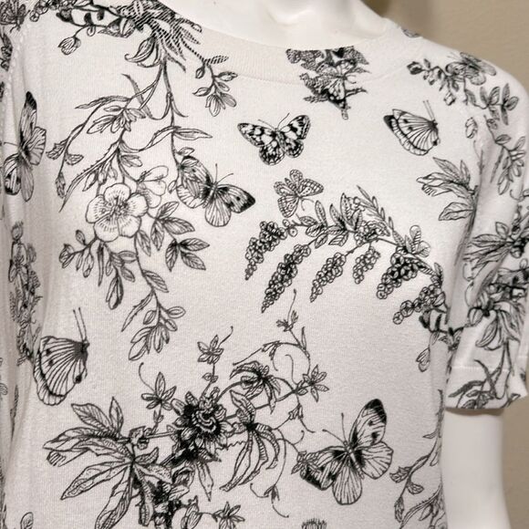 TALBOTS Elbow Sleeve Pullover Butterfly Toile Size 1X - Picture 8 of 12